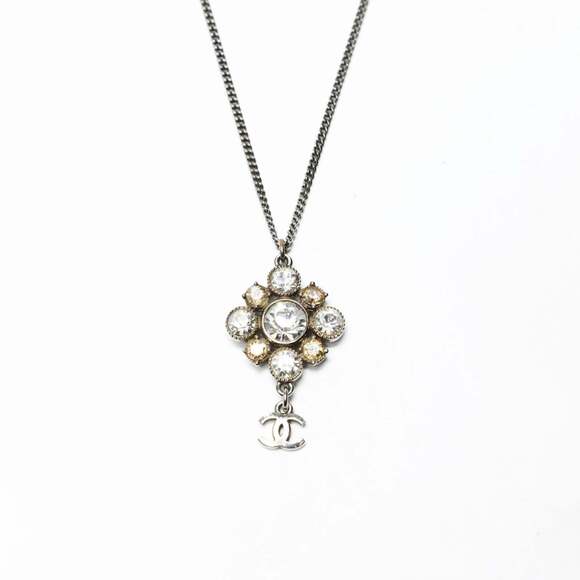 CHANEL Silver Logo Necklace